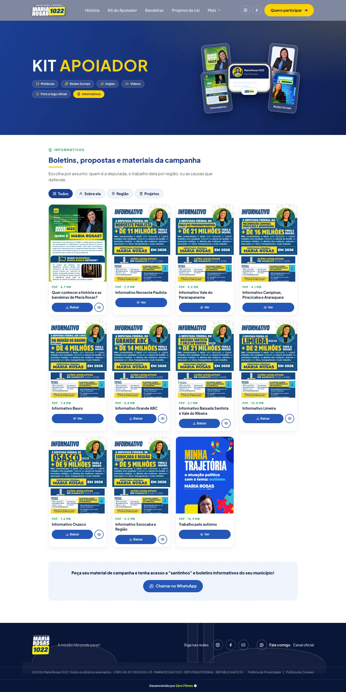 Maria Rosas — Site — Kit do Apoiador — informativos